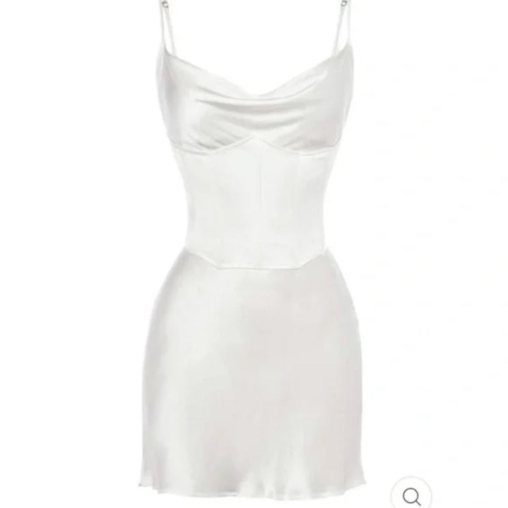 Heiress Beverly Hills white corset satin slip mini dress NWOT